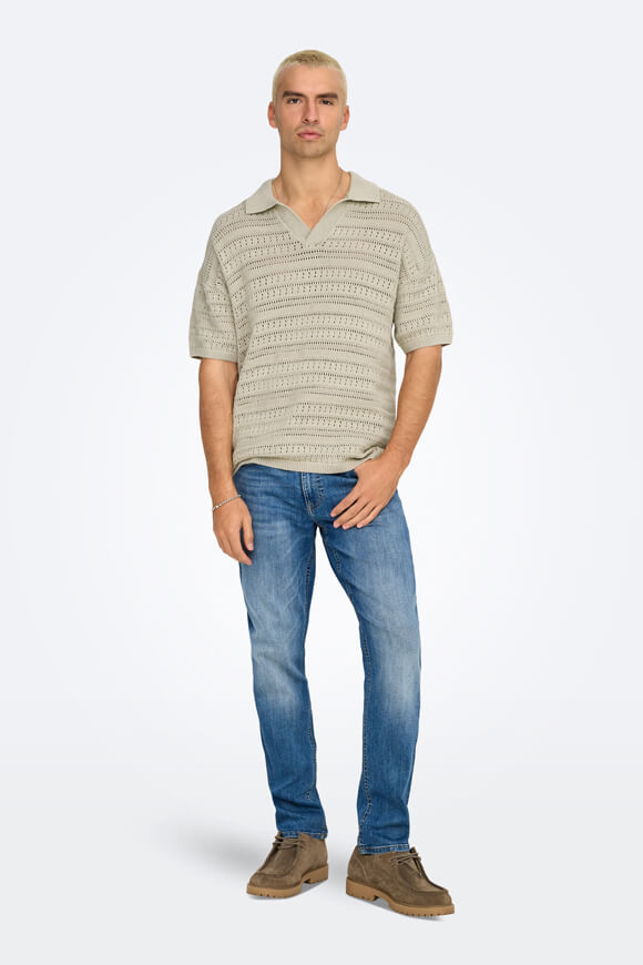 Grayson knitted polo - Silver Lining