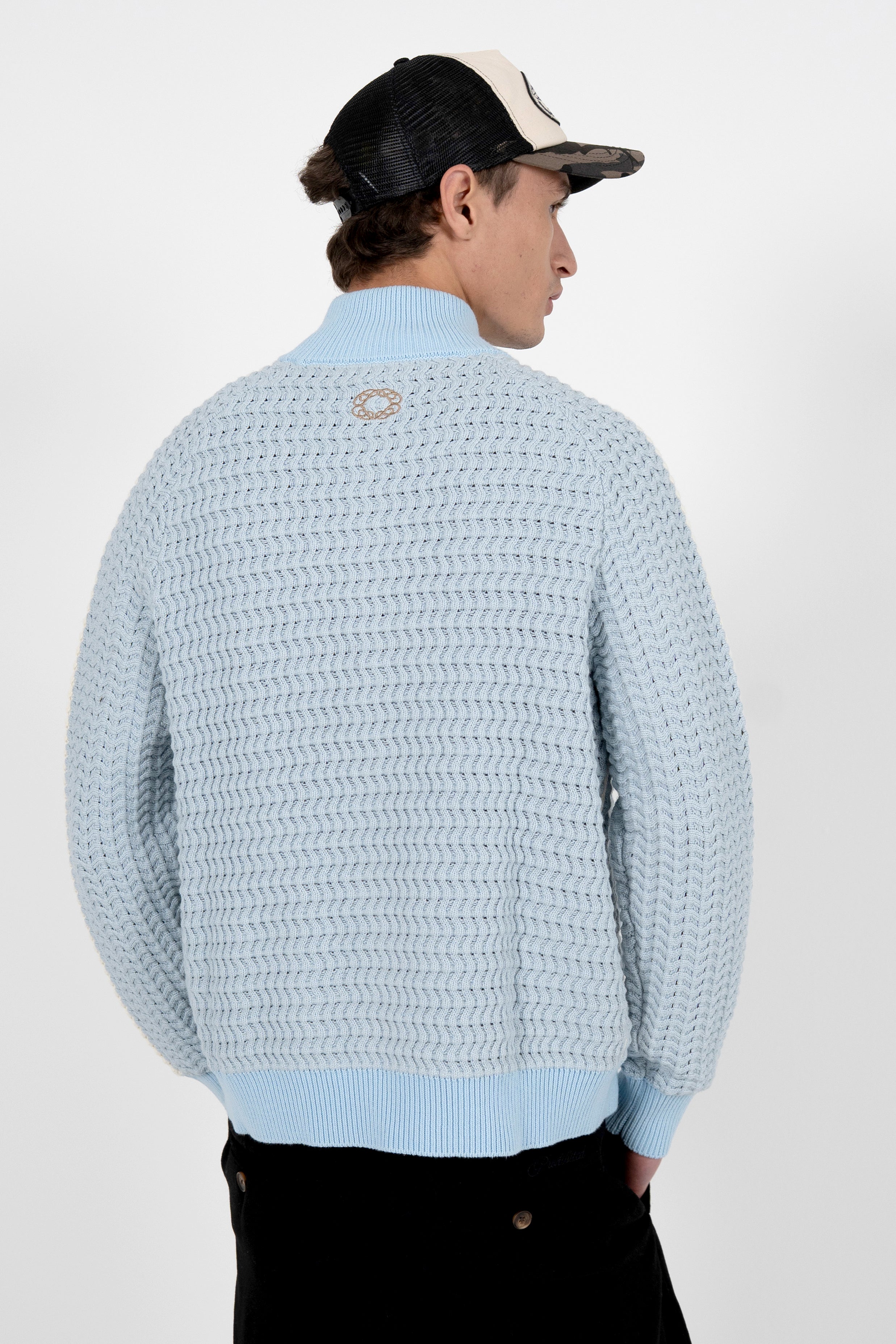 Jaquette en tricot - Light Blue + Offwhite