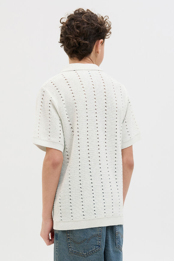 JORPAROS knitted polo shirt - Sea Salt