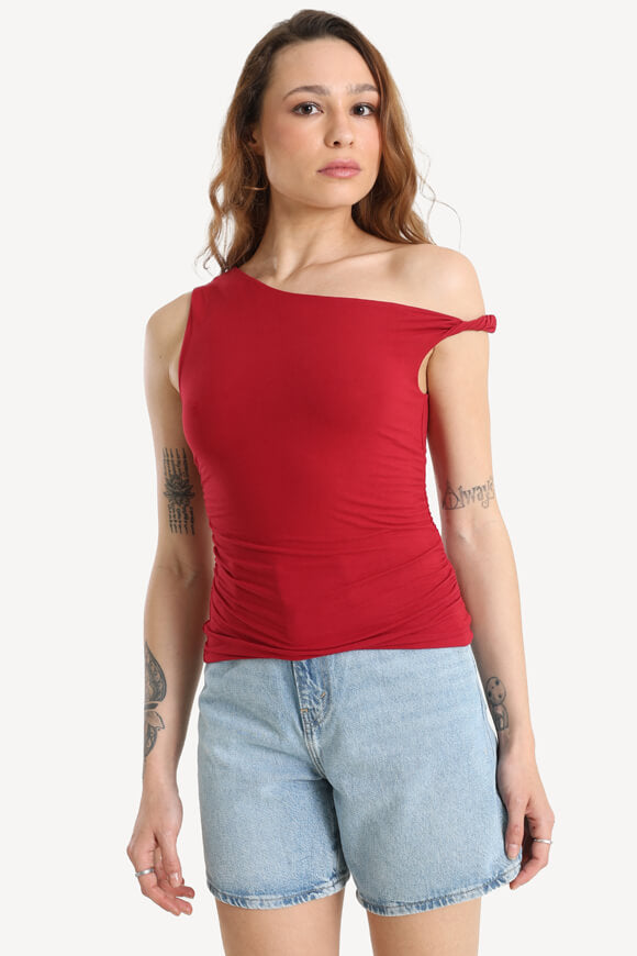 One Shoulder Crop Top - Rot
