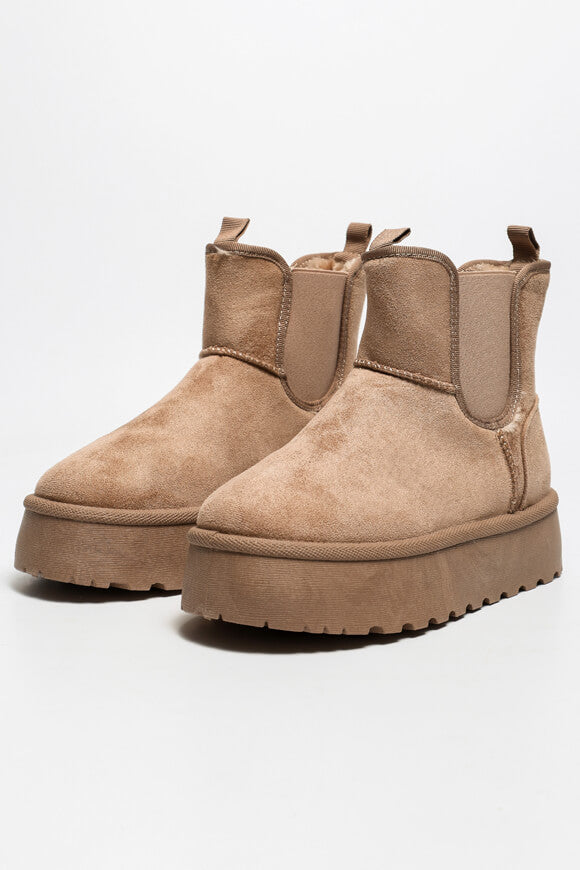 Gefütterte Plateau Stiefelette - Sand