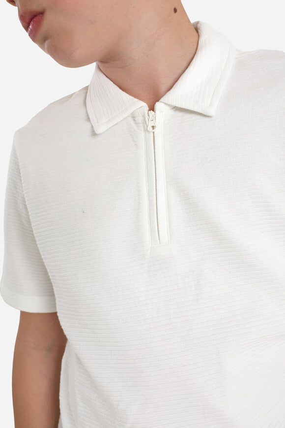 JJBENJA polo in structured fabric - Cloud Dancer