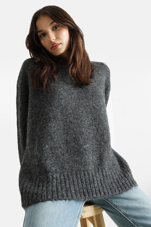 Oversized knitted sweater - anthracite mottled