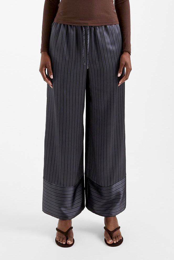 TSARDO satin wide-leg trousers - Charcoal Grey