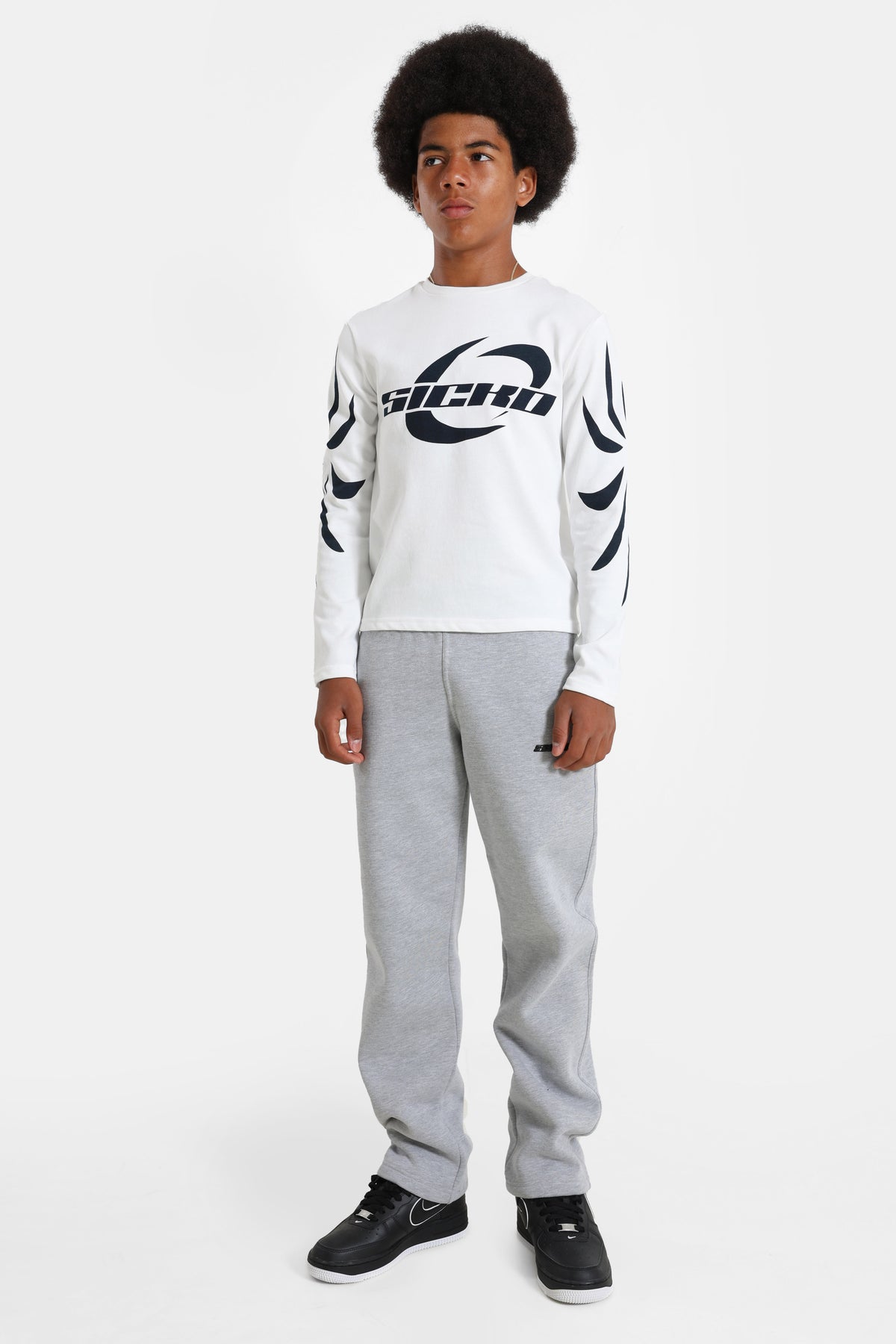 Langarmshirt - Offwhite + Marineblau