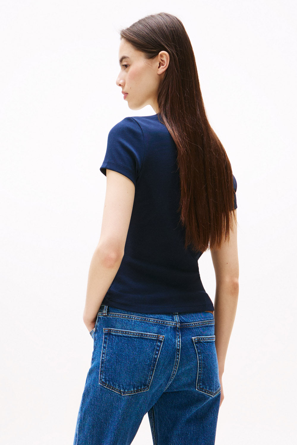 Geripptes T-Shirt - Dark Night Navy