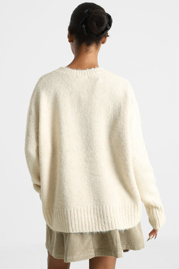 Oversize Strickpullover - Hellbeige meliert
