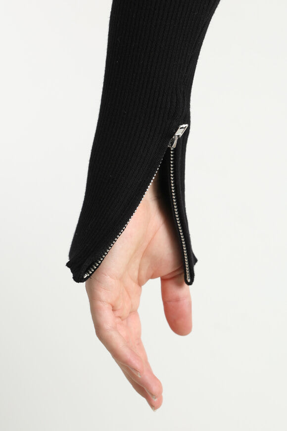 Gerippter Strickpullover - Black