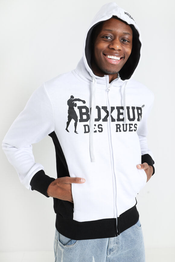 Kapuzensweatjacke - White + Black