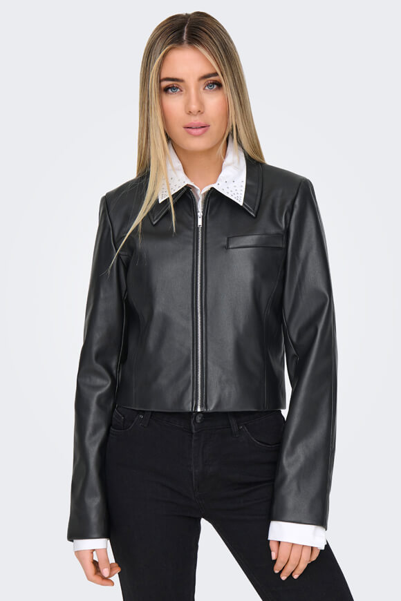 Veste en similicuir Crop - Black