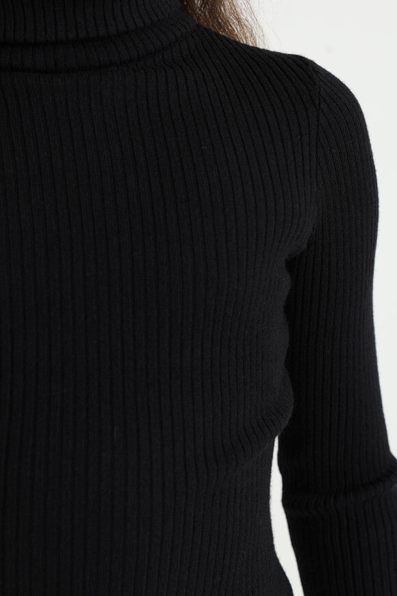 Pull en maille côtelée Crop - Noir