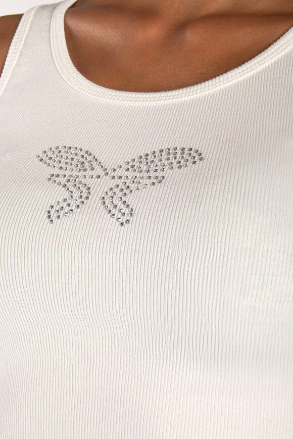 Ribbed crop tank top - Offwhite