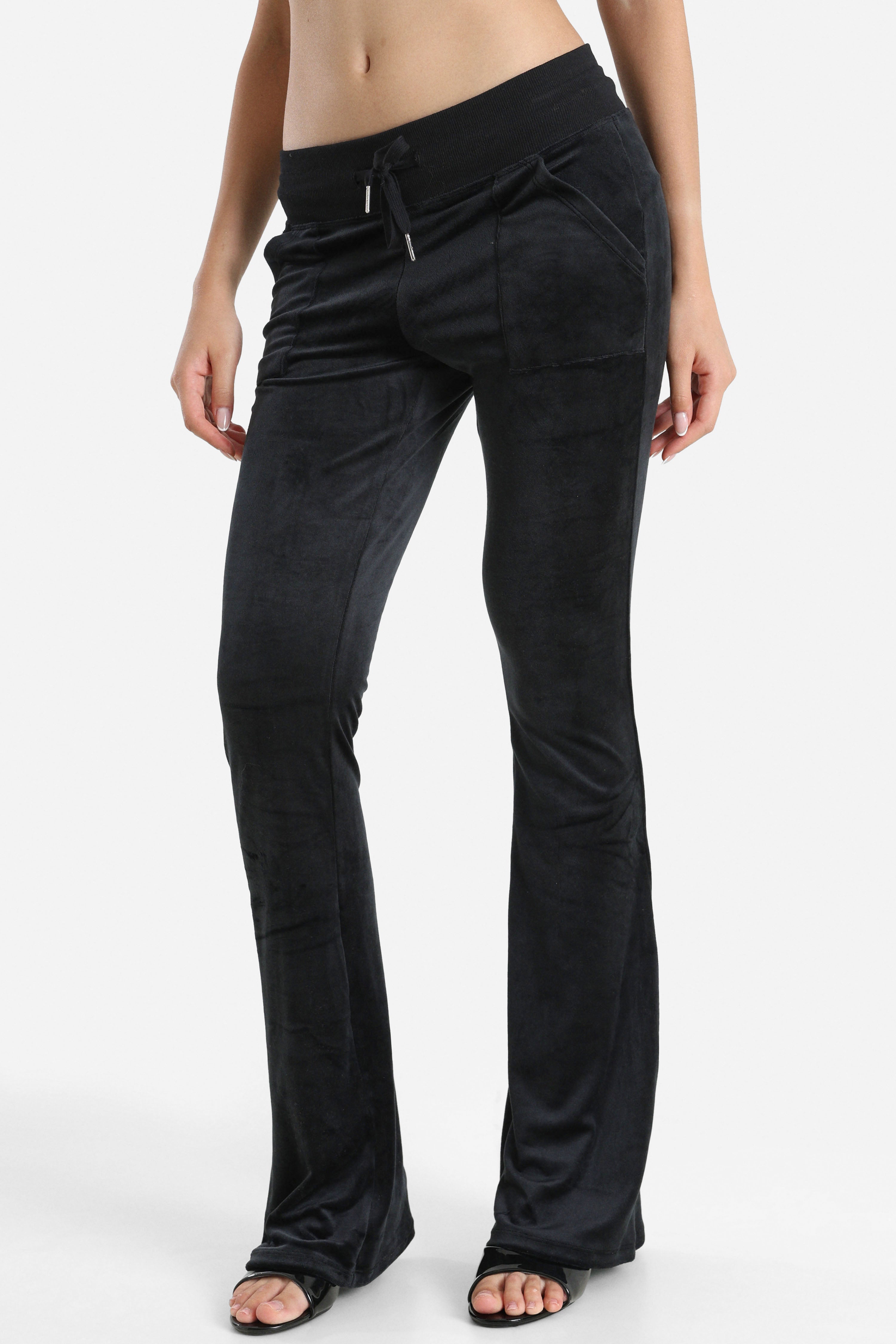 Samt Flare-Hose - Schwarz