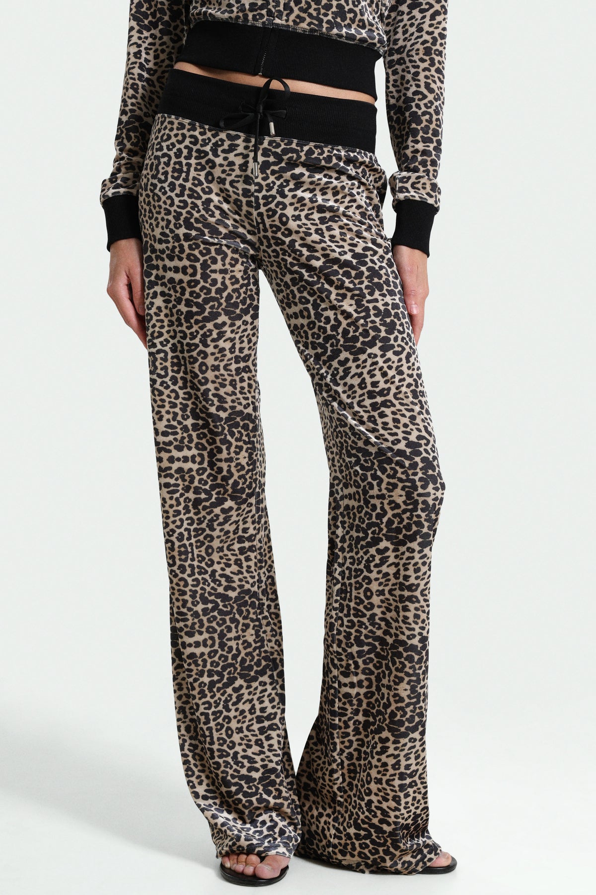 Pantalon flare en velours - Leopard