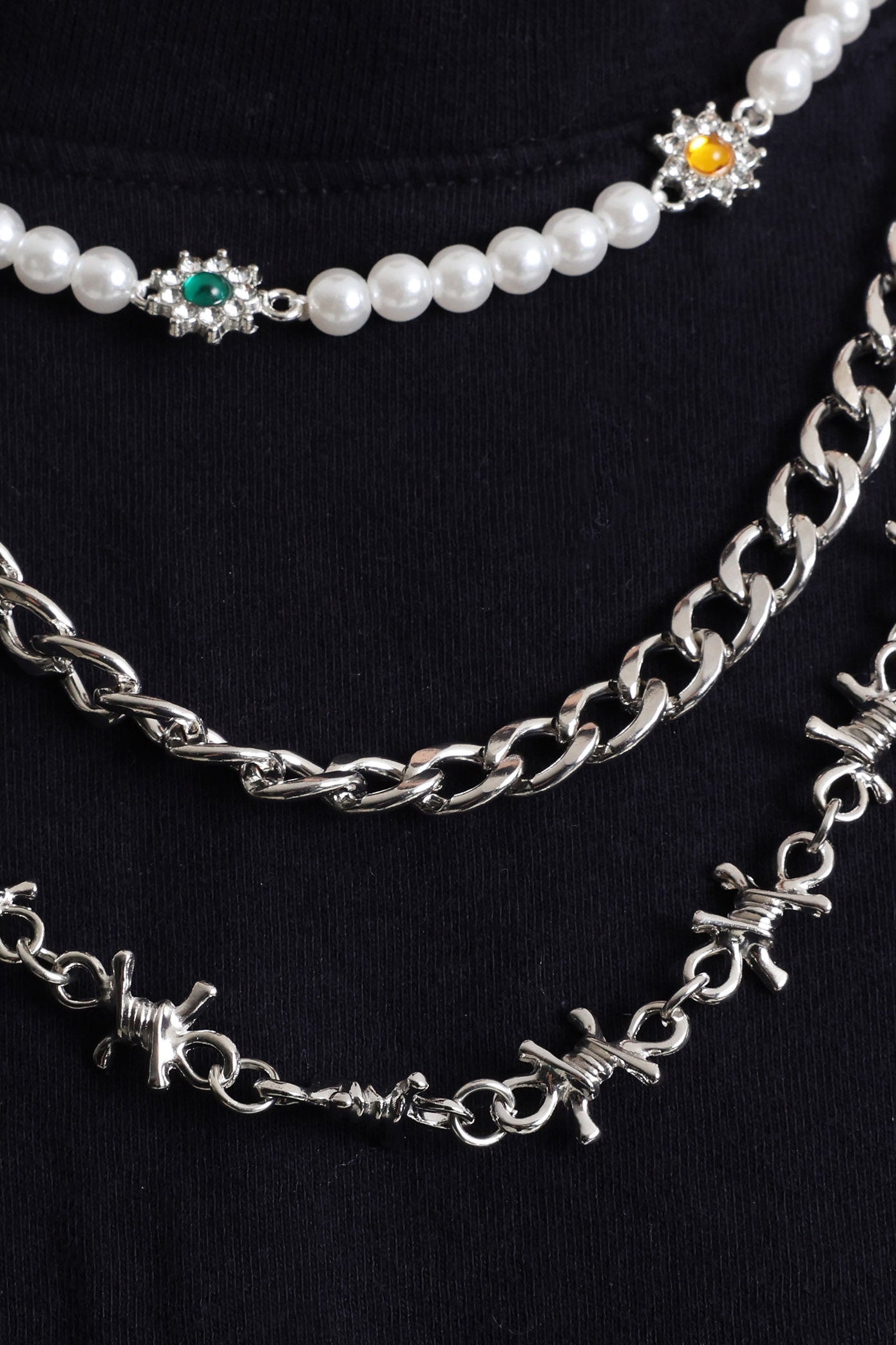 Lot de 3 colliers - Silver + Offwhite