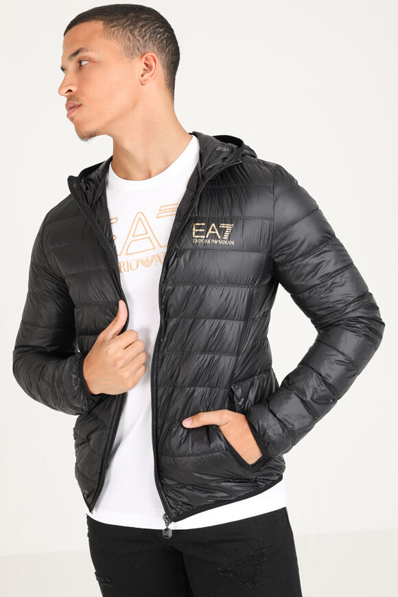 Leichte Puffer Daunenjacke - Black + Gold