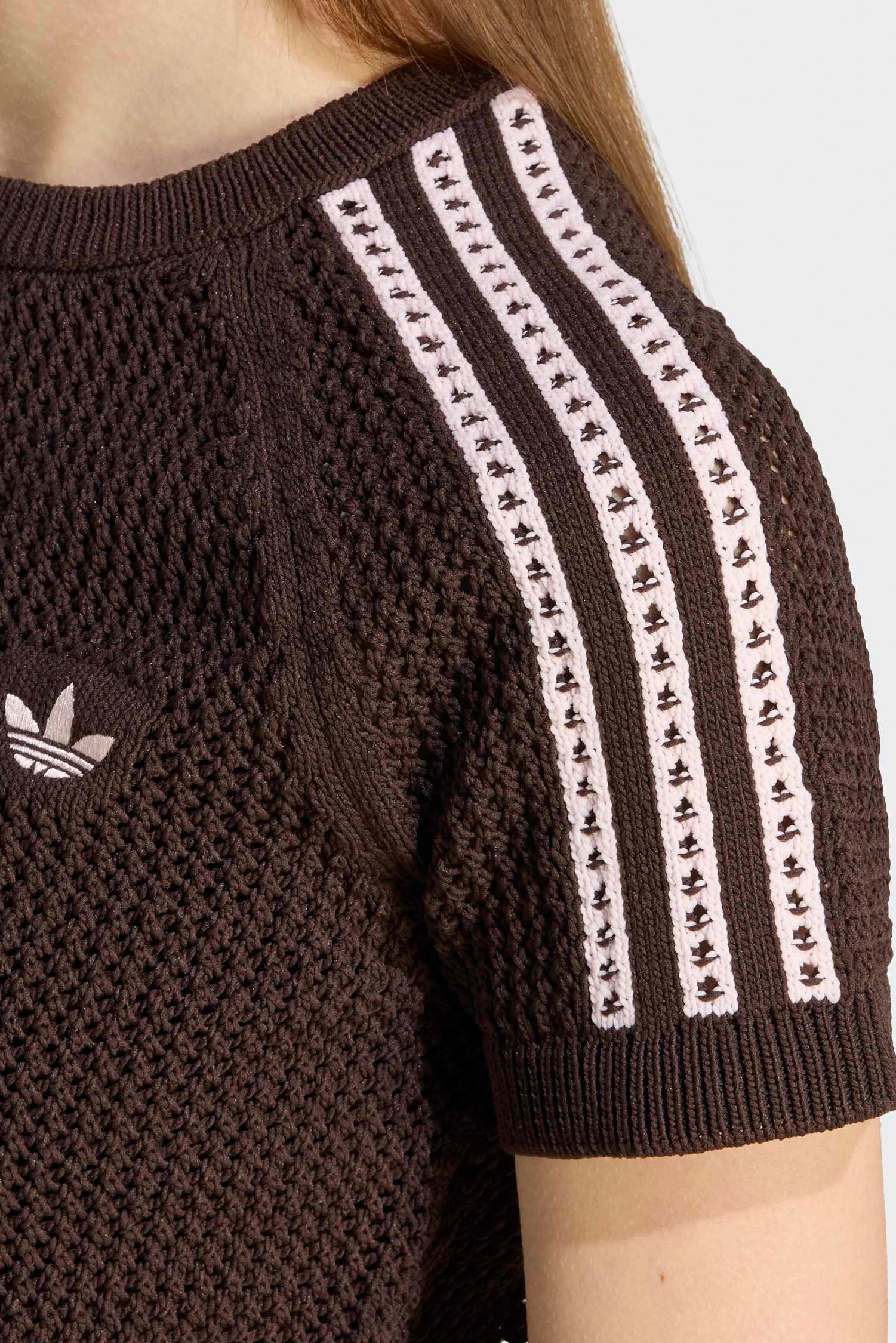 Crochet cropped T-shirt - Aurora Coffee