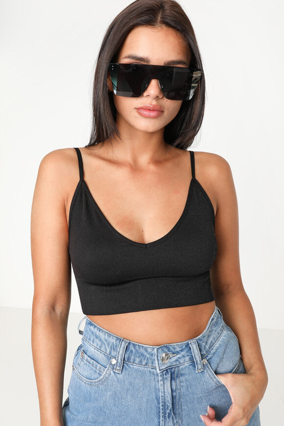 Ribbed crop top - black