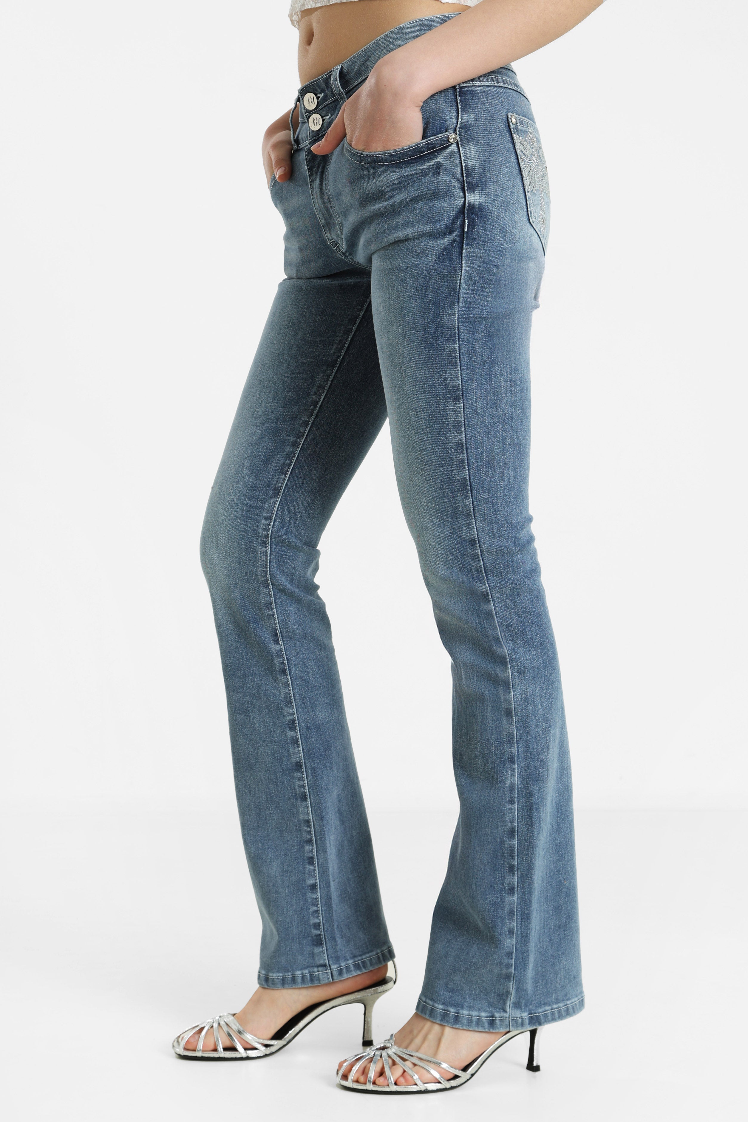 Flare Jeans - Blau Used