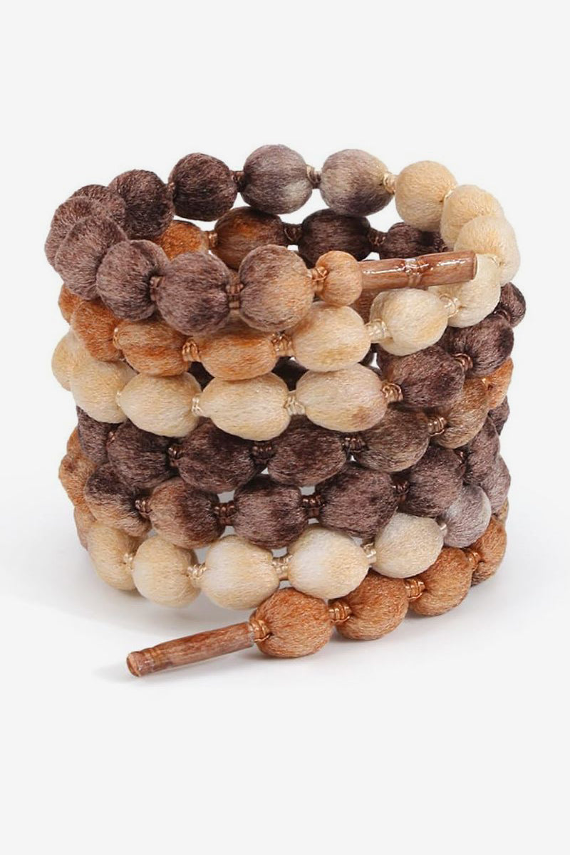 Lacci da scarpe in corda perlata 150 cm - Marrone + Beige