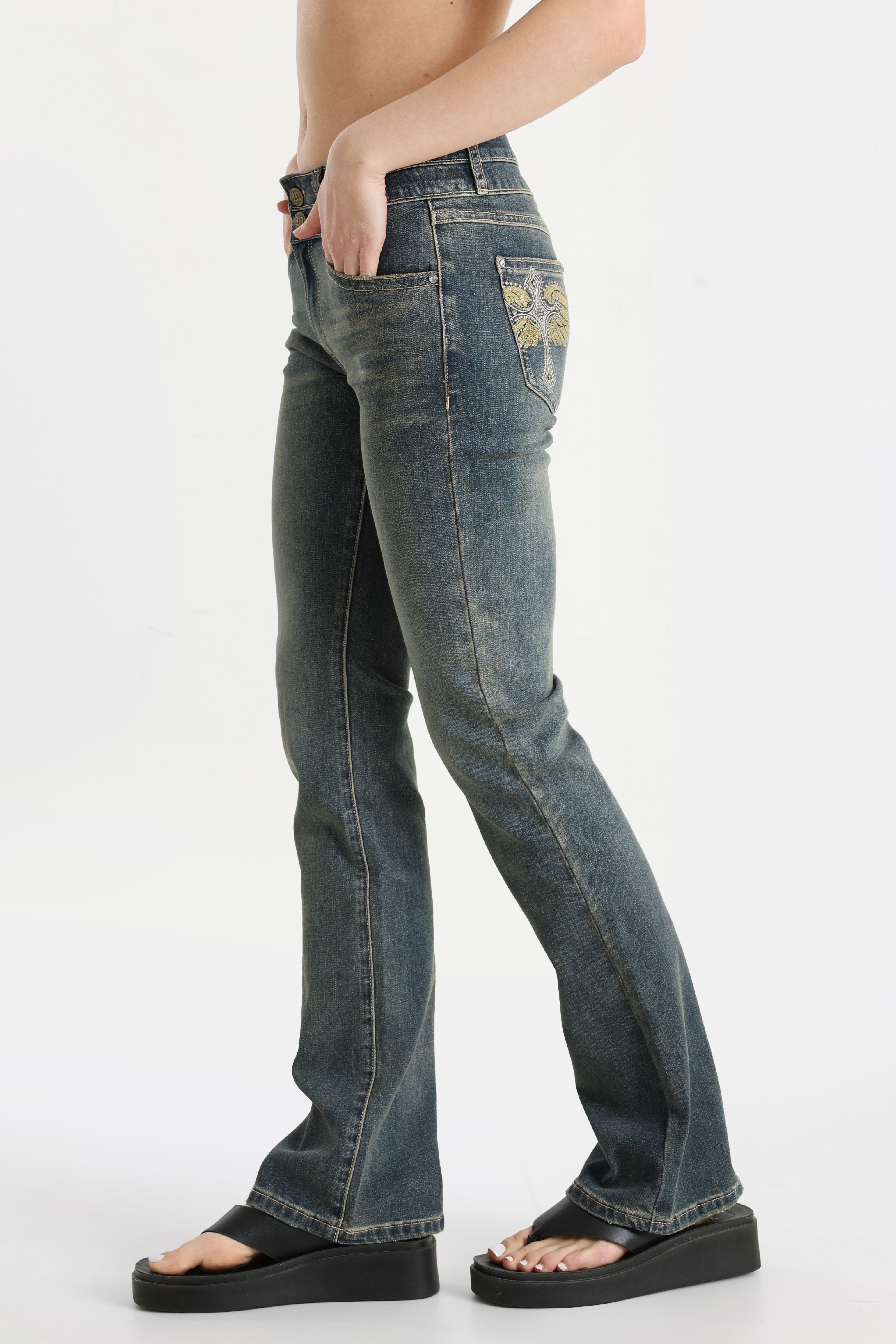 Flare Jeans - Gewaschen Blau