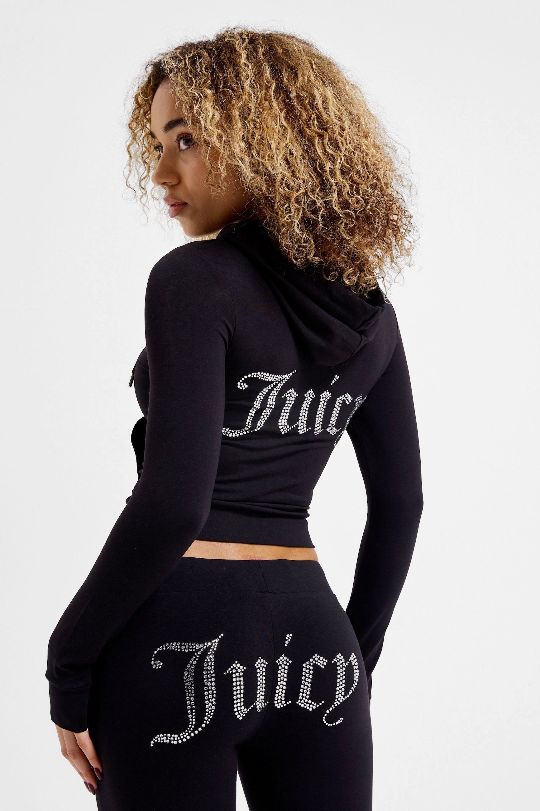 Sweat court zippé à capuchon - Black