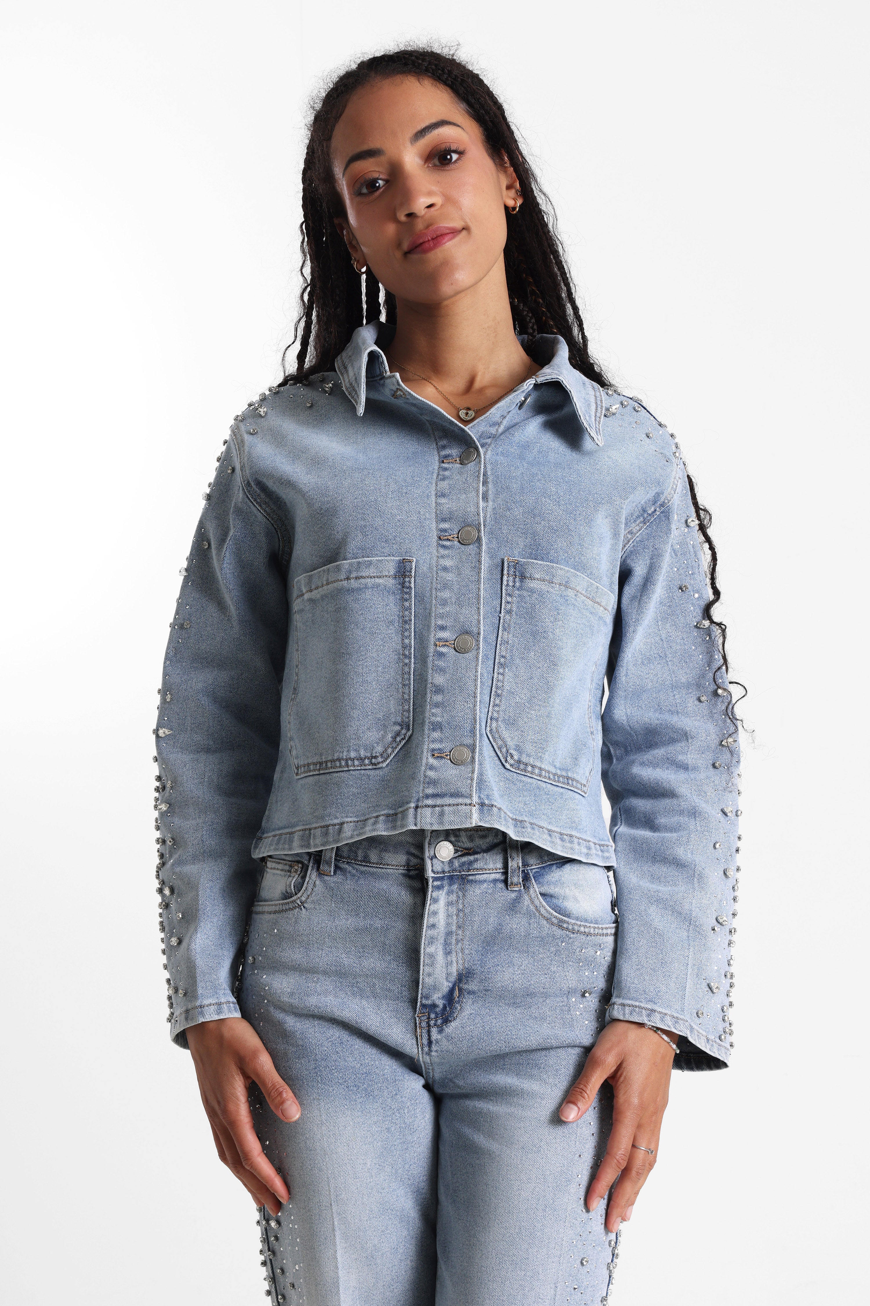Giacca di jeans con strass - Blue
