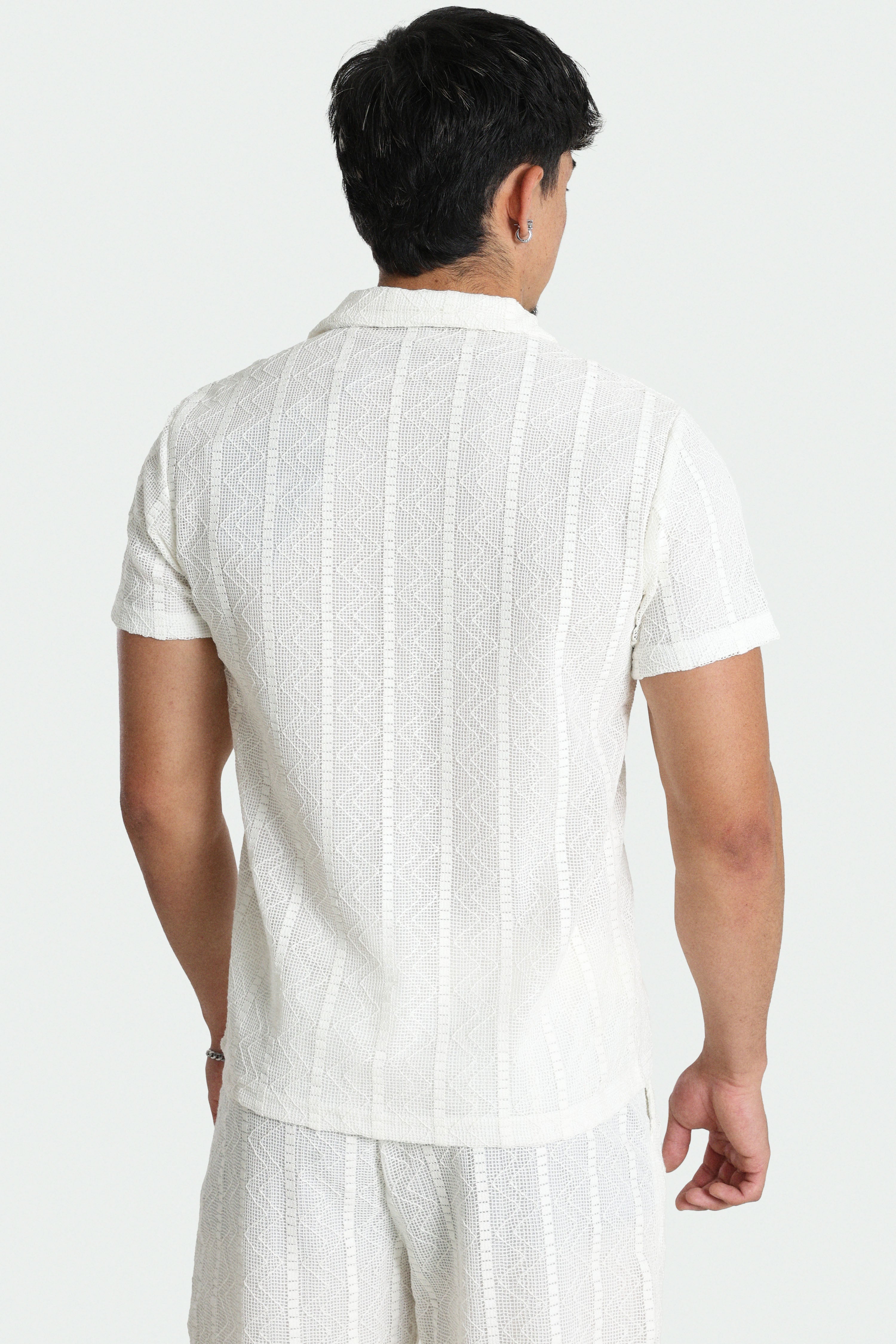 Shirt in structured fabric - White