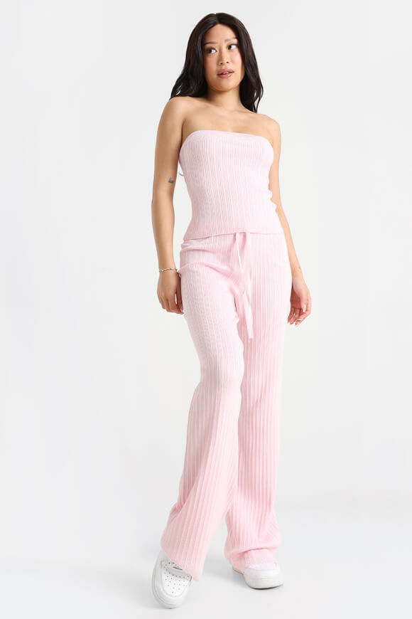 Top in maglia a fascia a coste - Rosa