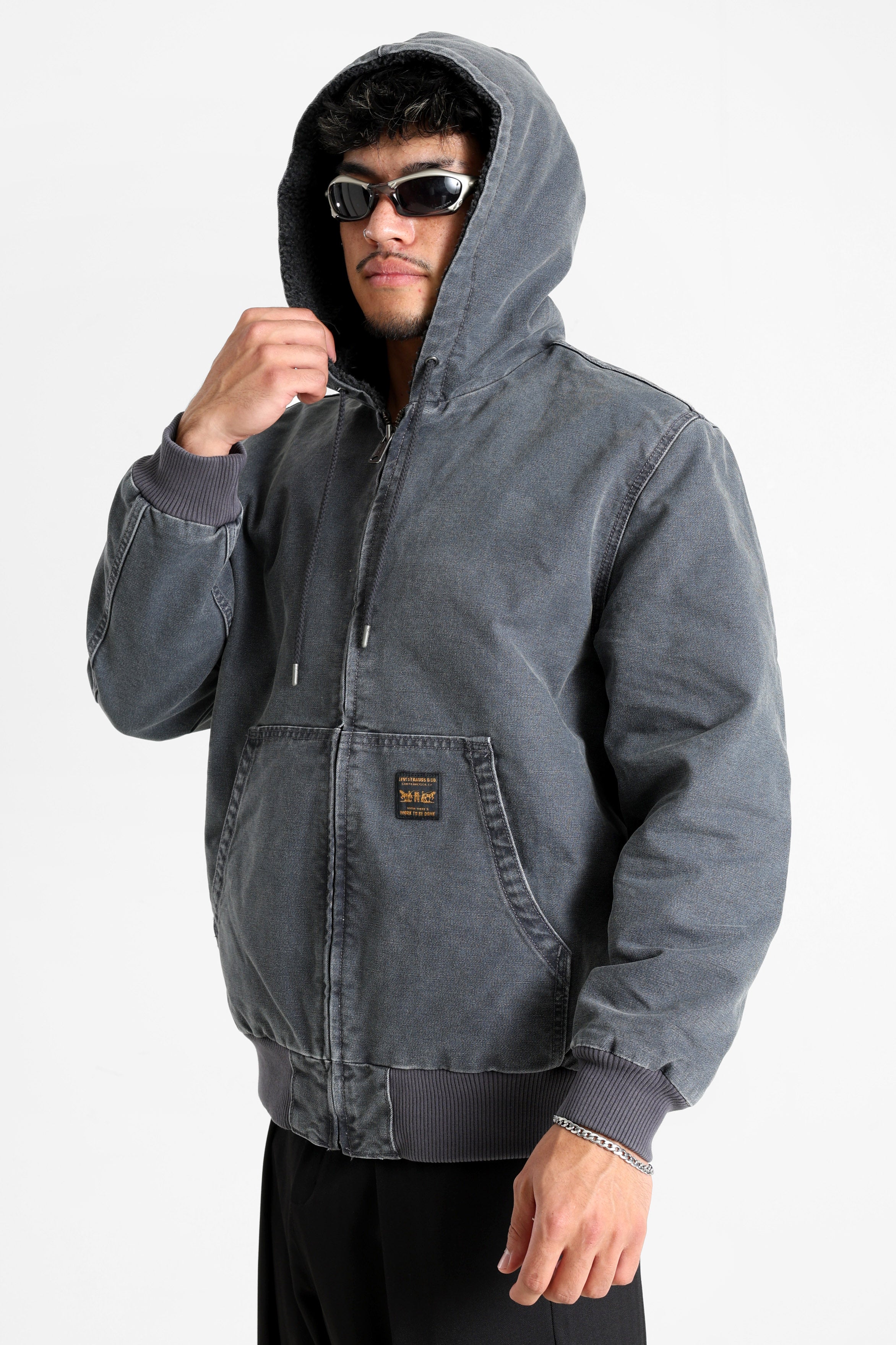 Potrero padded denim jacket - Periscope Grey