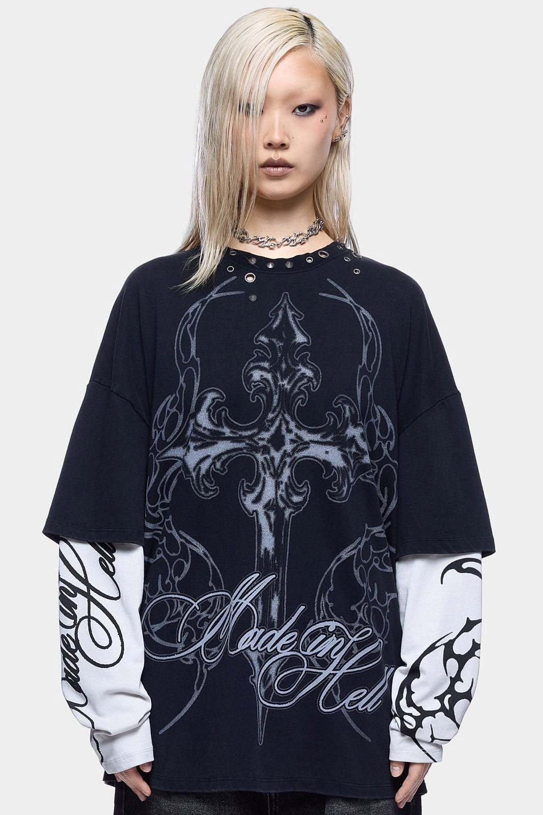 Made In Heel Langarmshirt - Black + Light Grey
