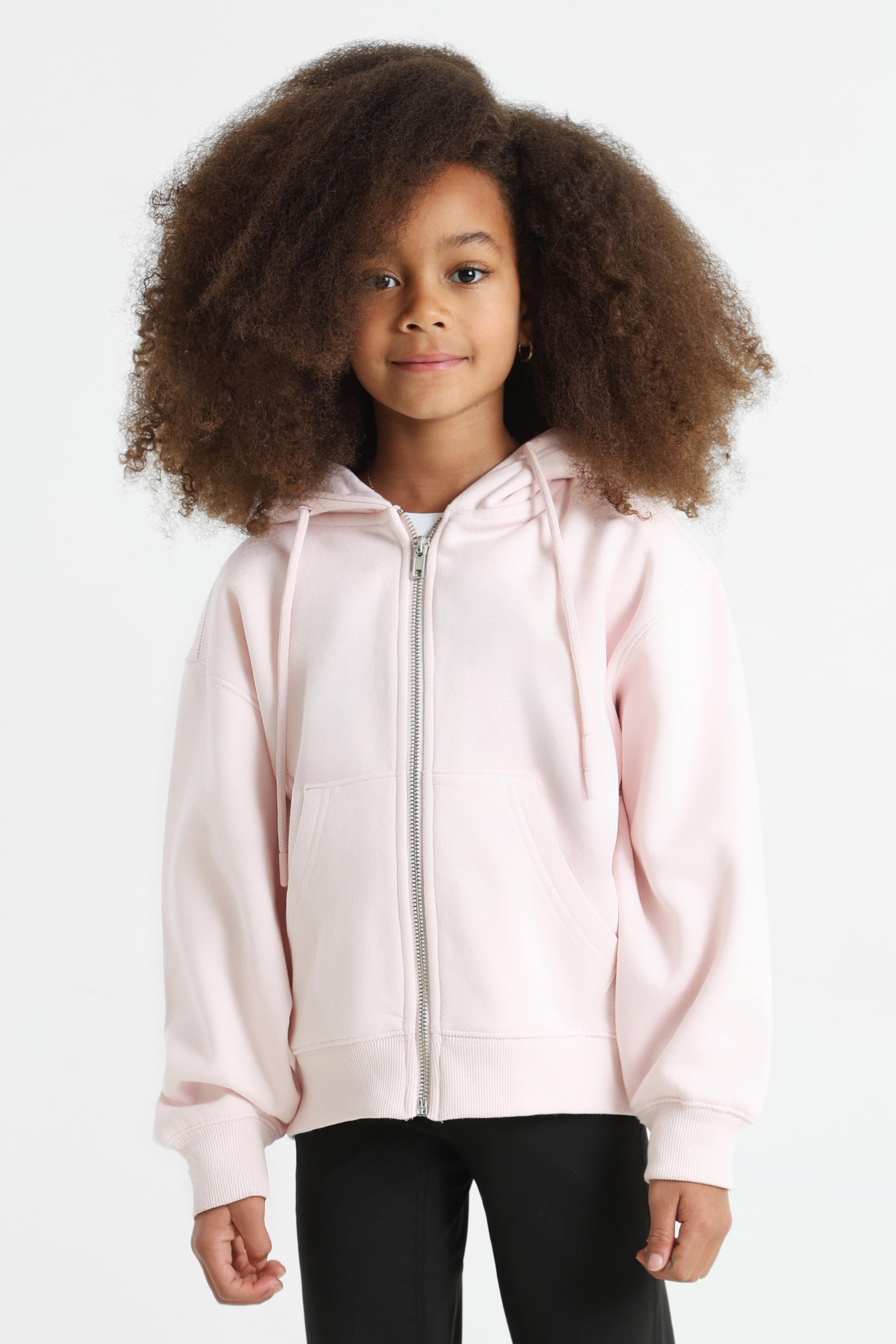 Sweat ample zippé à capuchon - Rose clair