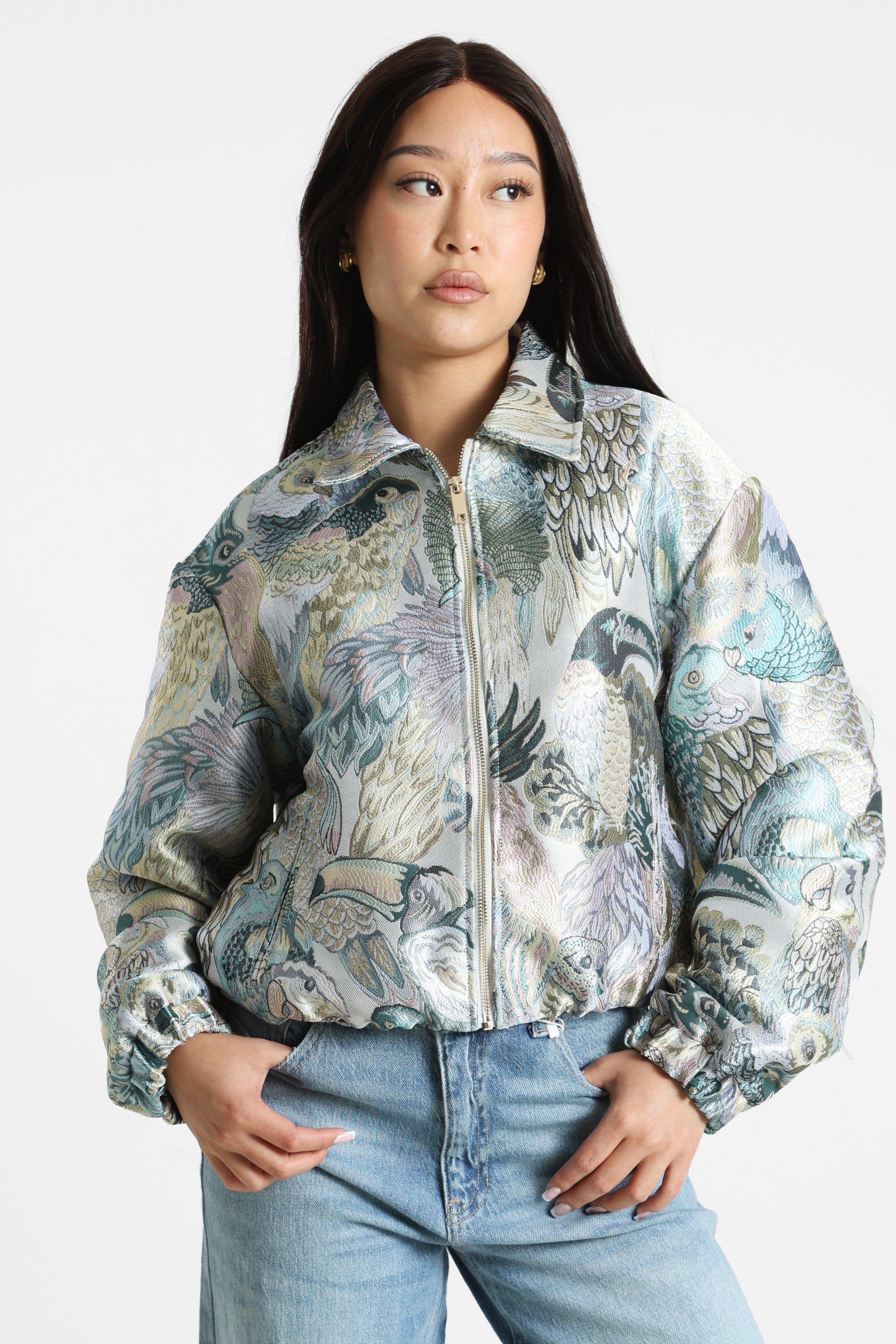 Leichte Crop Jacke - Blue + Multicolor