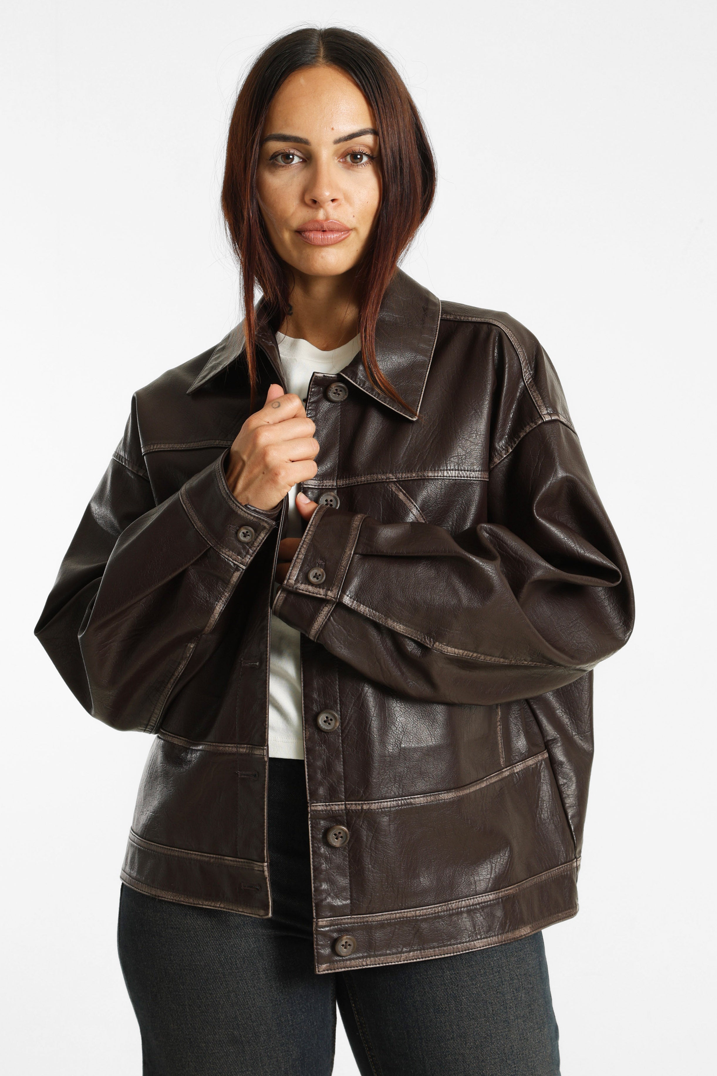 Kunstlederjacke - Chocco Brown