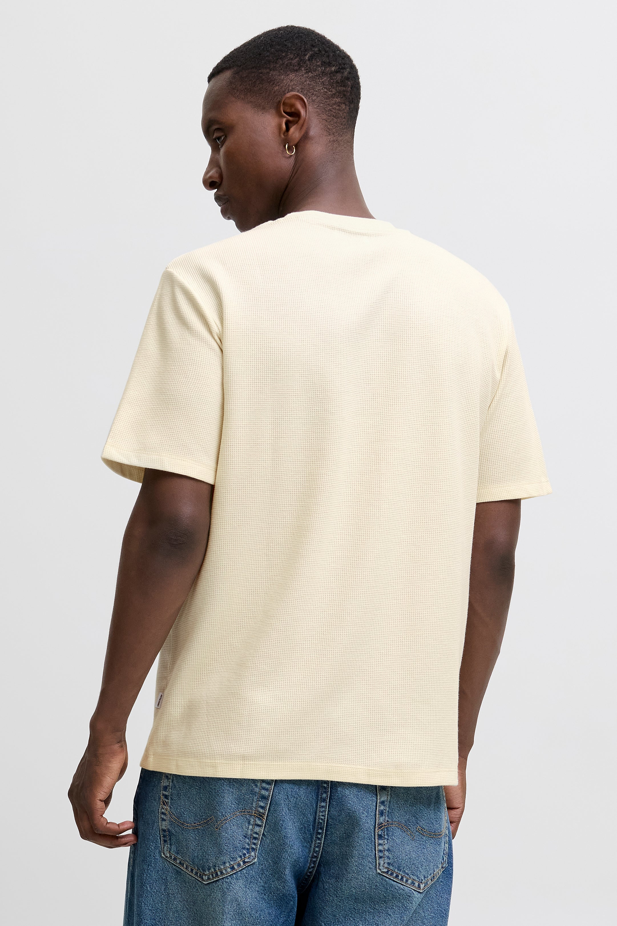 JJEAUSTIN t-shirt en tissu gaufré - Antique White Melange