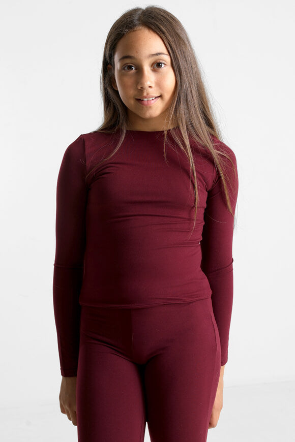 Crop Langarmshirt - Bordeaux