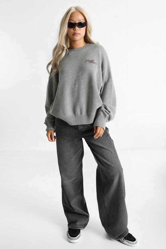 Oversized knitted sweater - mottled gray