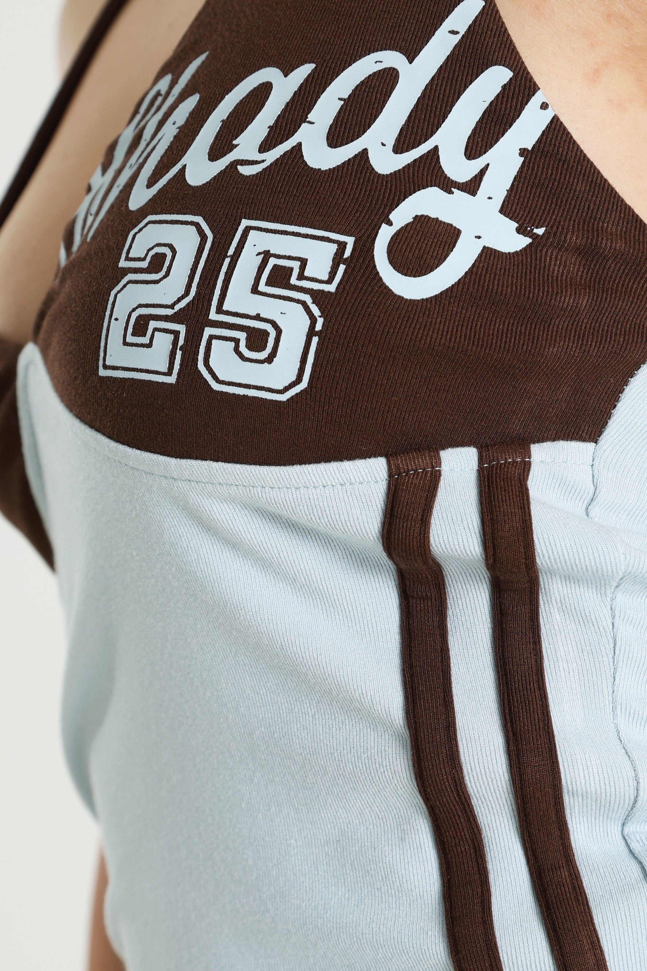 Top court dos nu - Brun foncé + Bleu clair