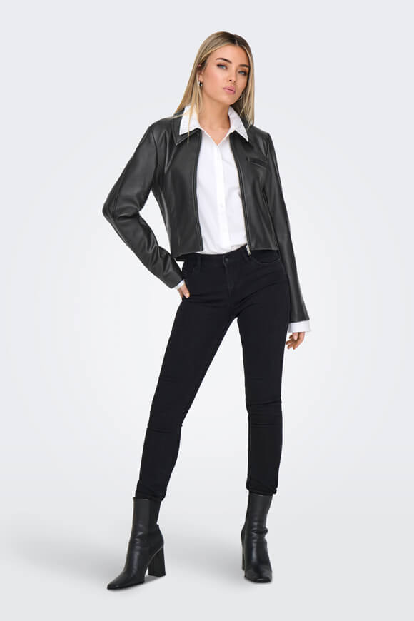 Veste en similicuir Crop - Black