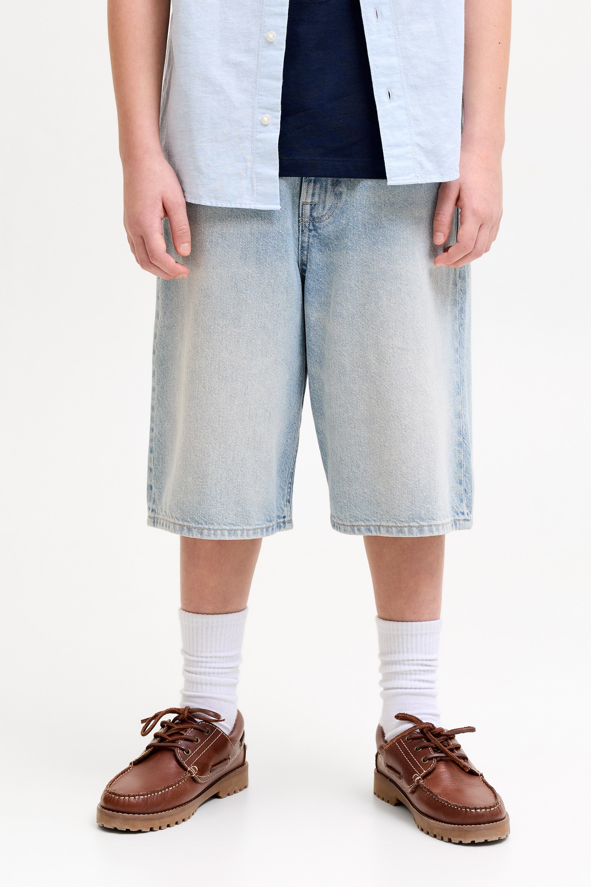 JJIRON Extra Baggy Fit Jeans Bermudashorts - Blue Denim