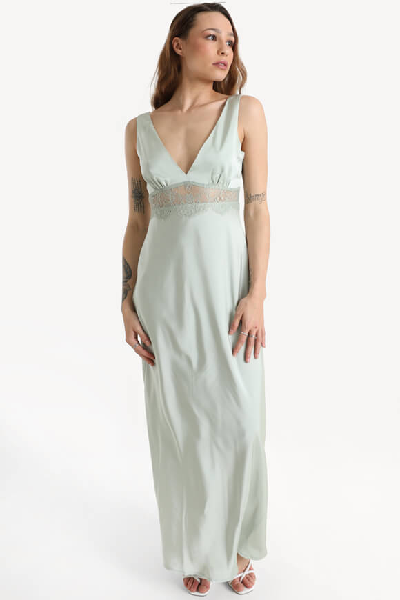 Satin Maxikleid - Sage