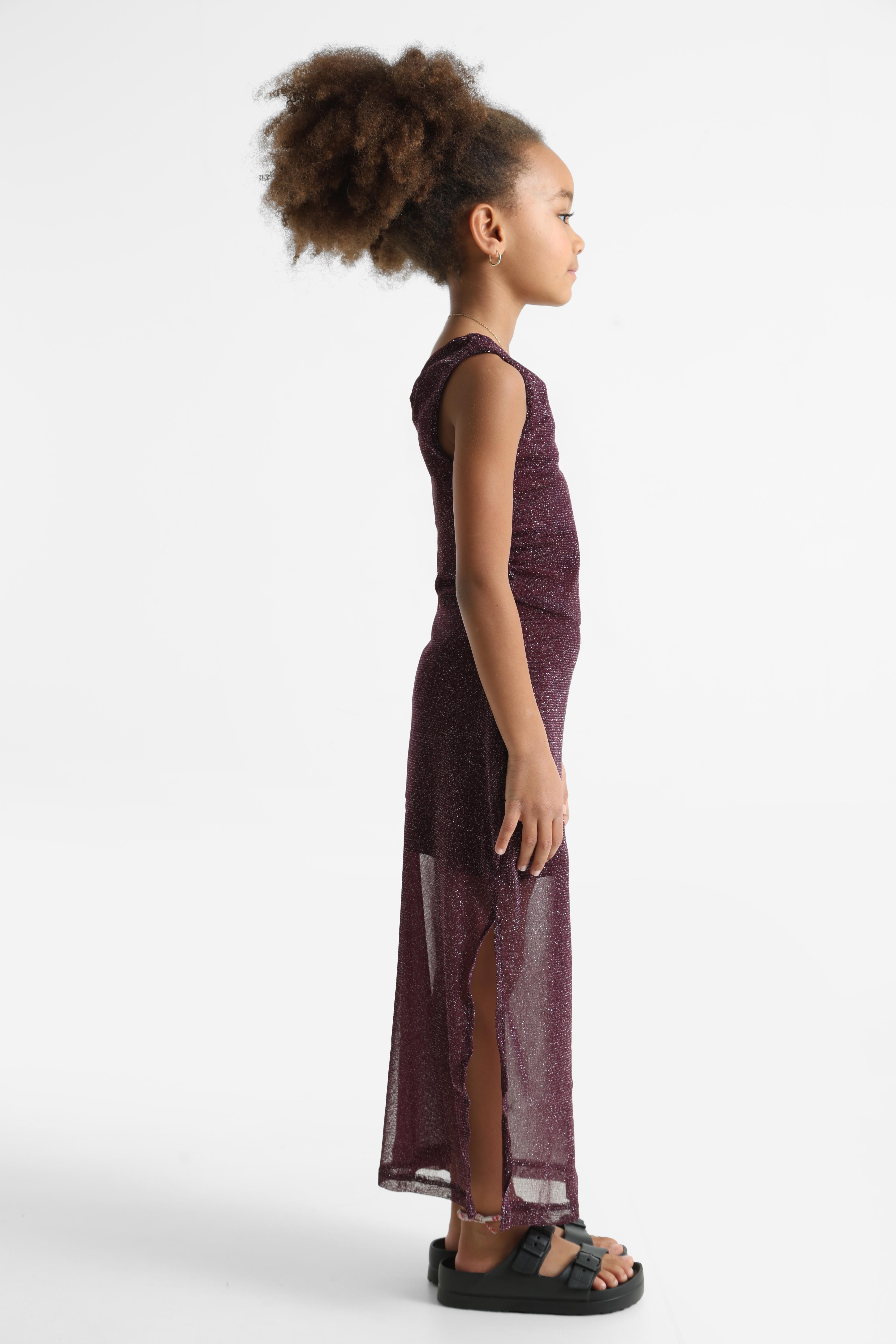 Robe maxi scintillante à une épaule - aubergine