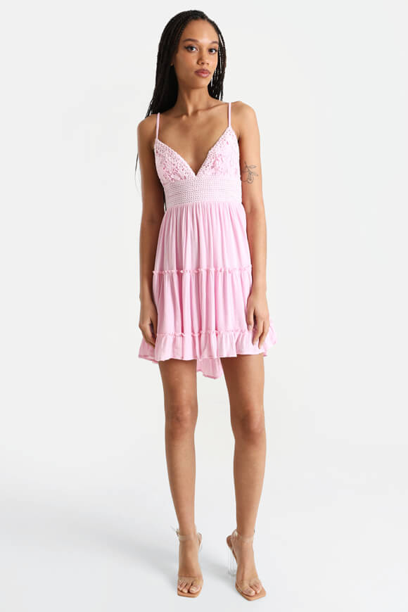 Mini dress with crochet details - Pink