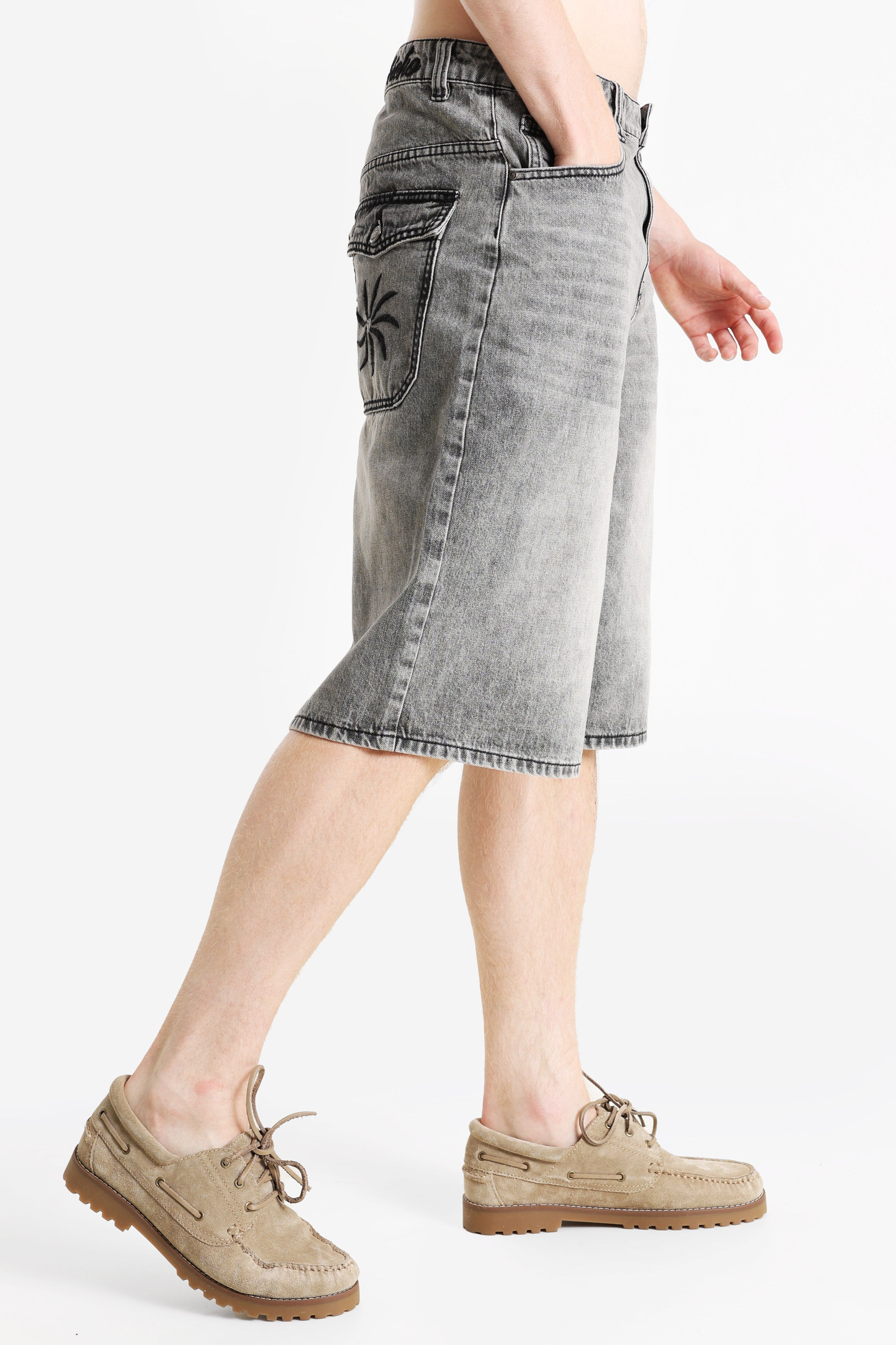 Jeans Bermudashorts - Gewaschen Grau