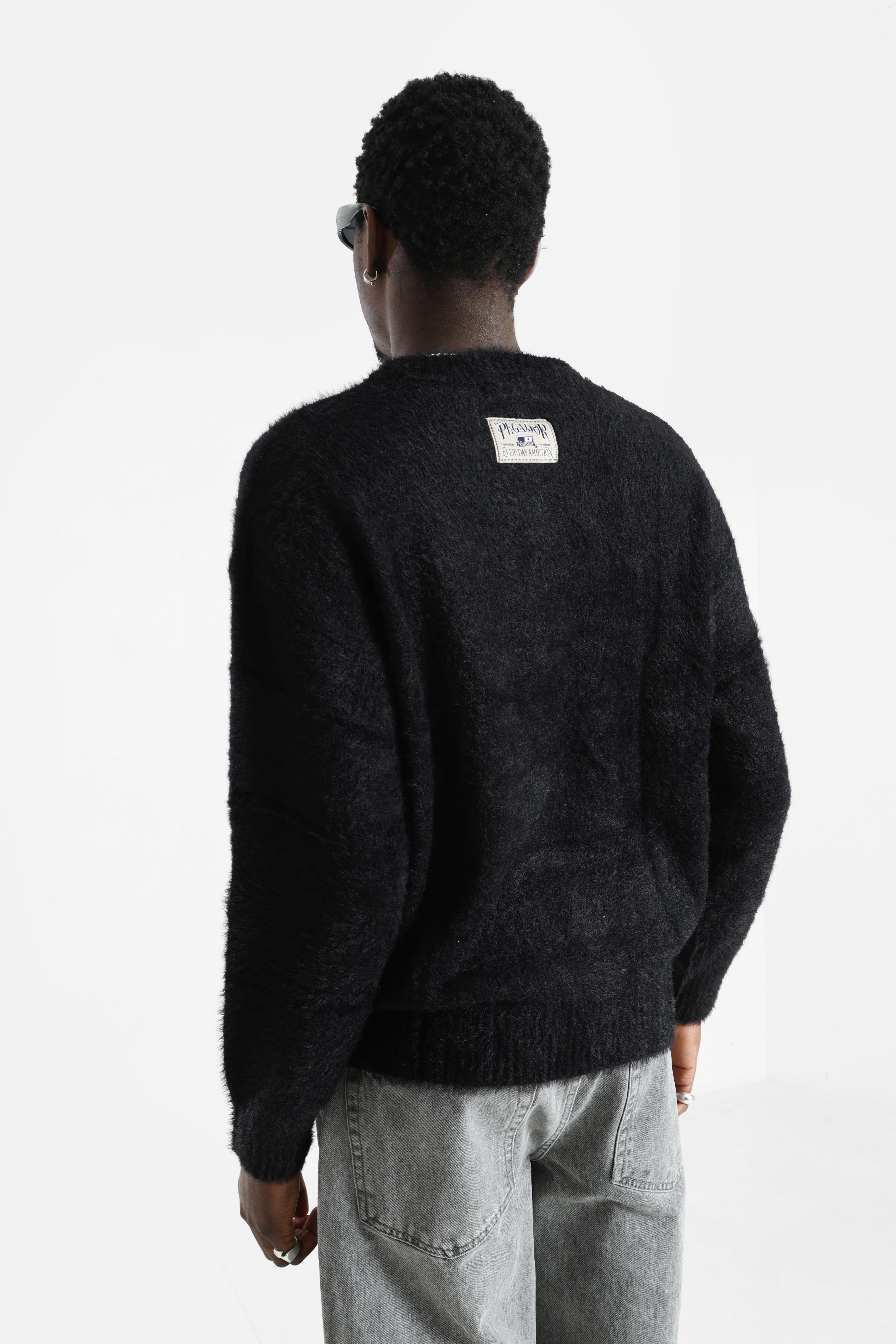 Vernen Hairy Strickpullover - Black