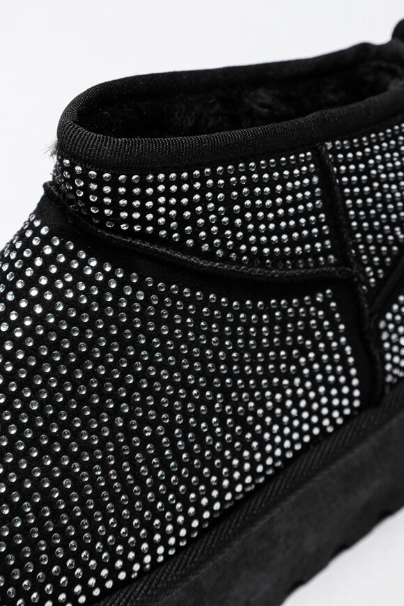 Plateau Stiefelette mit Strass - Black + Silver