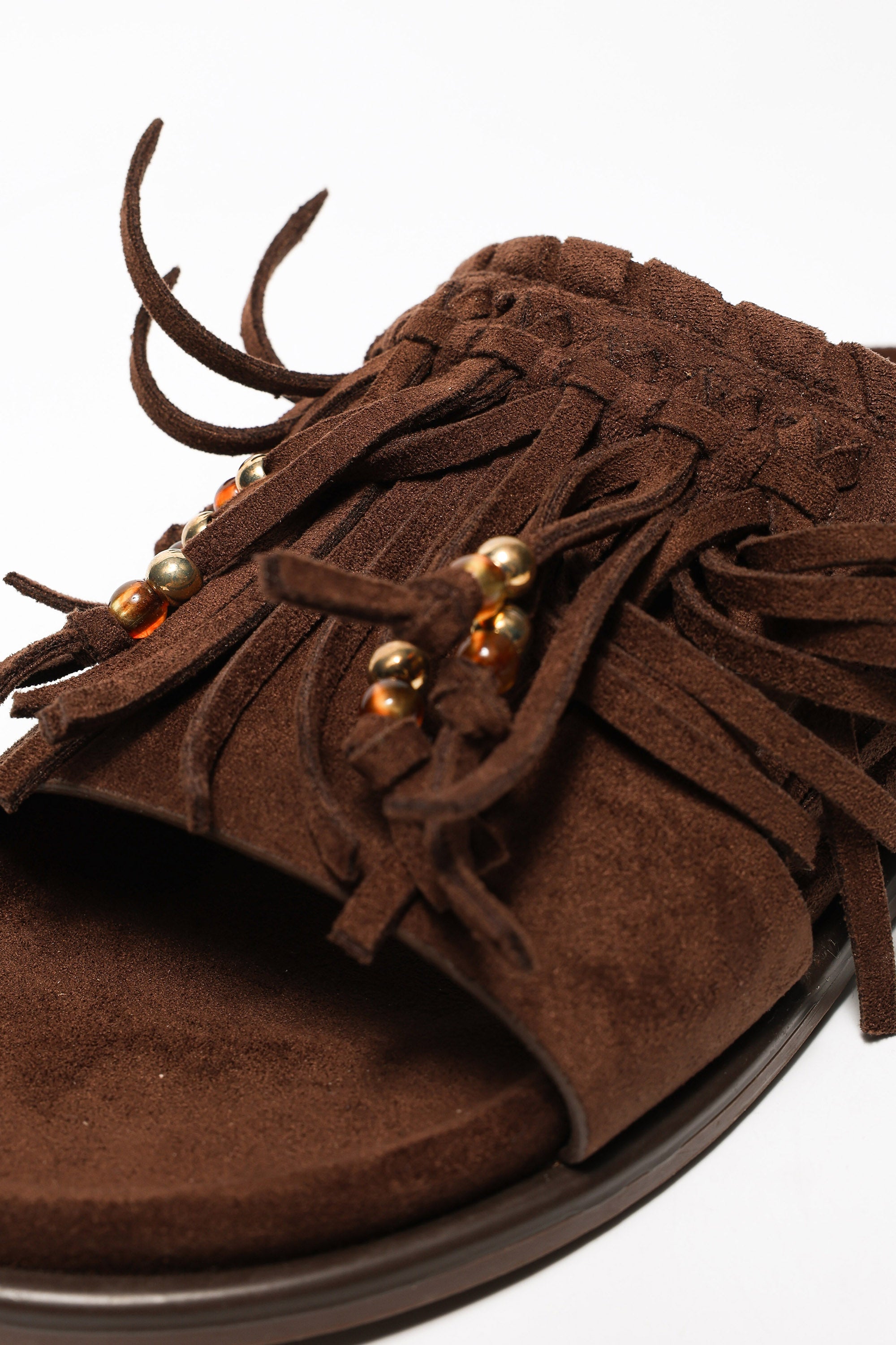 Fringed slides - Dark Brown