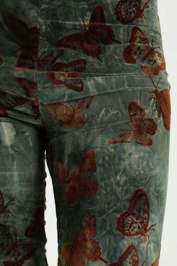 Leggings bootcut - verde + marrone