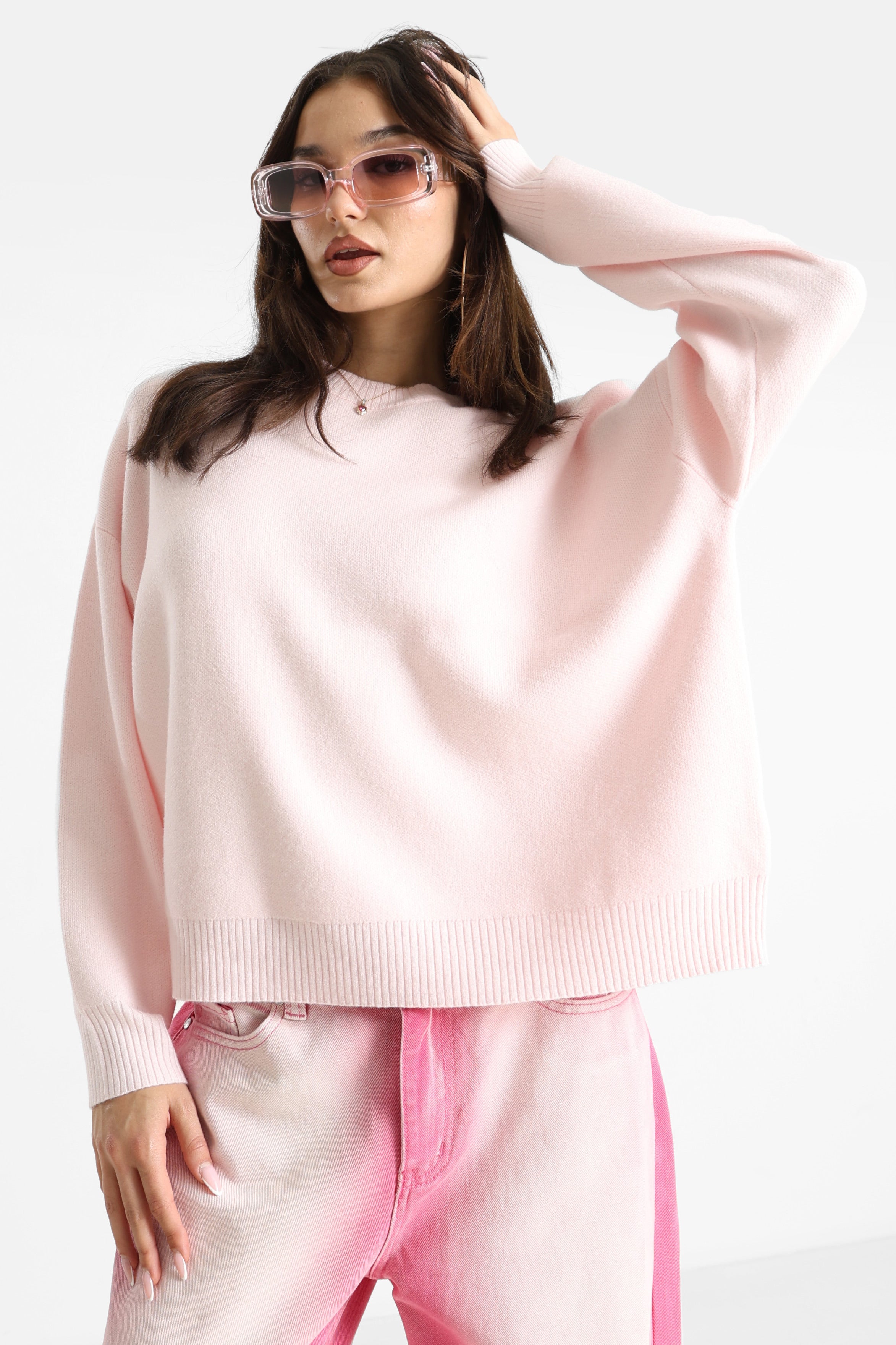 Pull en tricot - Rose clair