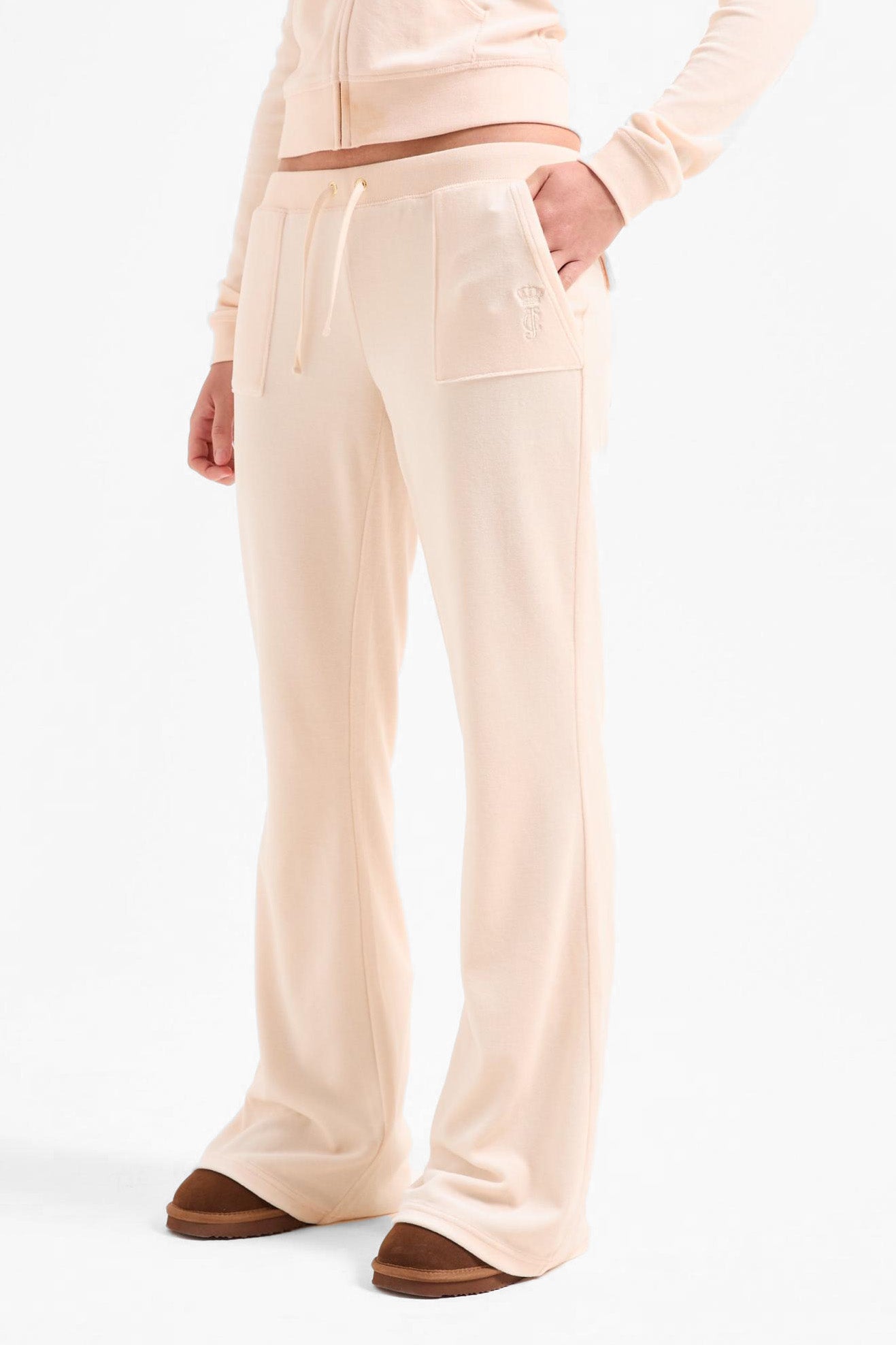 Casia Samt Flare-Hose - Pink Champagne